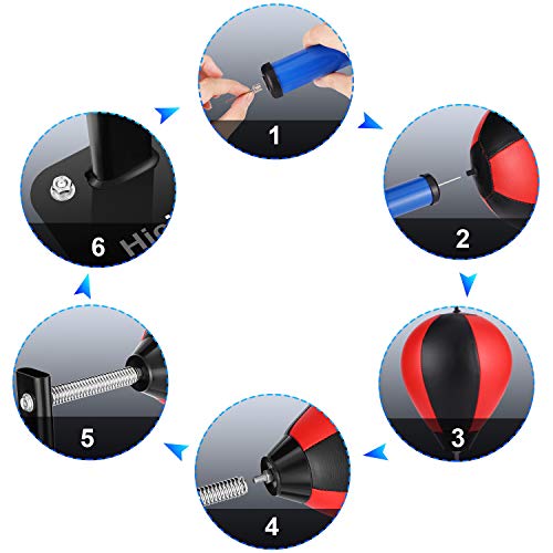 Hicient Boxing Speed Bag with Free Air Pump, Boxing Reflex Ball Wall Punching Bag for Training Boxing Sports (Red)