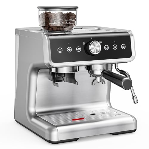 EUHOMY Espresso Machine with Grinder, 20 Bar Professional Espresso Coffee Maker for Home, with Milk Frother for Latte, Cappuccino & Barista-Style Drinks