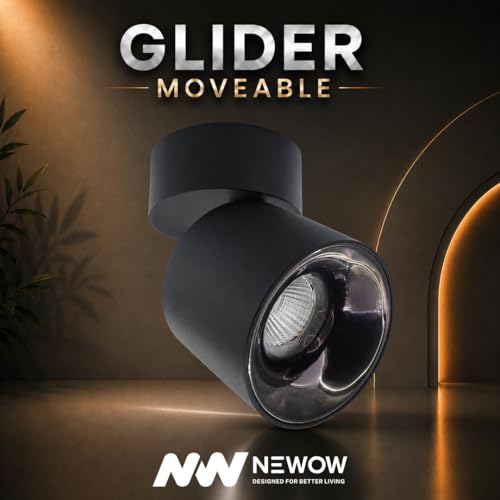 Image of NW 7W Glider SF Moveable Black with Gun Black Aluminium 360 Degree Adjustable Cylindrical Shape LED Surface Light | COB Light | Wall Light | Spot Light | Light Color- Warm White (Pack of 1)