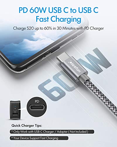 Image of CLEEFUN USB C to USB C Cable 6ft, 5-Pack C to C Cable Fast Charging 60W | Type C Charger for iPhone 17 16 15 Pro Max /Plus, Samsung Galaxy S26 S25 S24 Ultra, iPad /MacBook USBC to USBC Cord