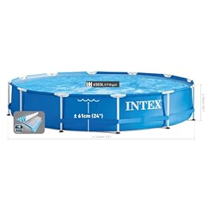 INTEX 28211EH Metal Frame Above Ground Swimming Pool Set: 12ft x 30in – Includes 530 GPH Cartridge Filter Pump – Puncture-Resistant Material – Rust Resistant – 1718 Gallon Capacity INTEX 28211EH Metal Frame Above Ground Swimming Pool Set 12ft x 30in–Includes 530 GPH Cartridge Filter Pump–Puncture Resistant Material–Rust Resistant–1718 Gallon Capacity