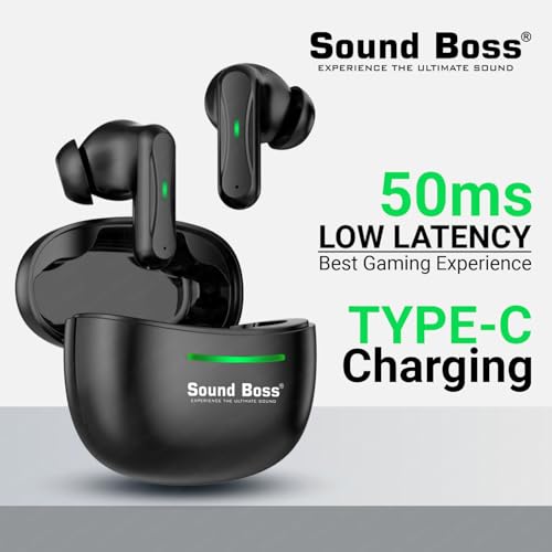 Image of Sound Boss Soft Beatz Truly Wireless in Ear Earbuds with 35H Playtime |ENC |50ms Low Latency|Type-C Fast Charging|Dynamic Sound|Smart Touch|Made in India|TWS Bluetooth Earbuds