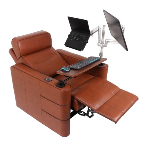 Image of Recliners India Work from Home Recliner - Wireless Charging - Adjustable Reclining - Adjustable Neck Support - Tiltable Double Swivel Table - Backlit Cup Holder - Laptop Tray - Zuum Executive