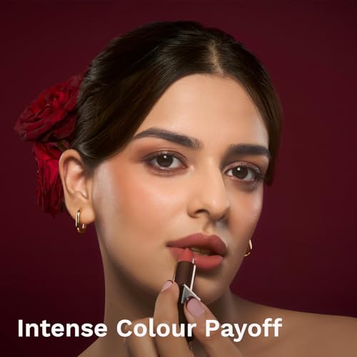 Image of Pilgrim Matte Me Up Bullet Lipstick 4.2g | Creamy, Lightweight, Bold, Non Drying | SPF 30 | Enriched With Hyaluronic Acid & Spanish Squalane | Lipstick for dusky skin tone | Coral Envy-01