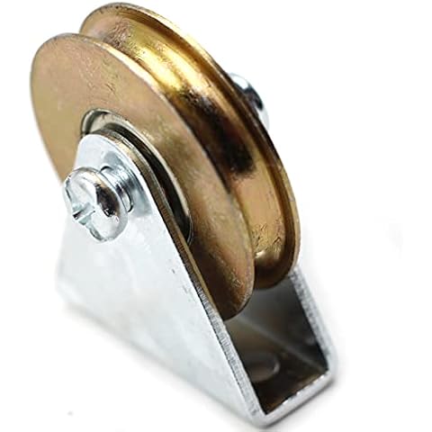 Chiloskit 1.5" /38mm Groove Wheel Heavy Duty U Groove Rigid Steel Caster Wheel Barn Door Bearing Sliding Gate Roller Pulley Wheels with Bracket Working Load 100kg Cover