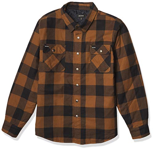Brixton Men's Bowery Lined L/S Flannel, Navy/Copper, XXL