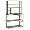 Tribesigns Baker's Rack, Kitchen Microwave Stand with Storage Shelves, 6-Tier Kitchen Utility Rack with Hutch, 6 Hooks,Free Standing Kitchen Storage Shelf Rack Organizer (Brown)