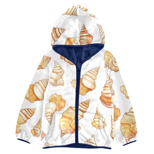Cartoon Sea Shell Girls Fleece Jacket Girls Fall Jacket Girls Zip Up Hoodie Girls Sherpa Jacket 2-10T