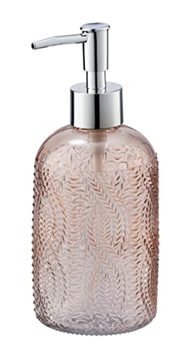 Wenko Dispenser di Sapone Vetro Rotondo Rosa Dispenser Sapone Liquido Rosa