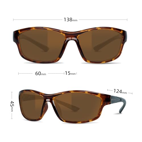Image of BNUS Polarized Corning Glass Lens Sunglasses for Men Fishing & Driving | Durable scratch-resistant lenses, matte no-paint frame, wrap-around, great for running, cycling & all-day wear