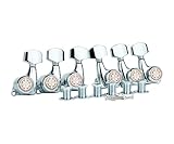 Guyker 6Pcs Guitar Locking Tuners (3L + 3R Handed) - 1:21 Ratio Lock String Tuning Key Pegs Machine Heads with Hexagonal Handle Replacement for LP SG Style Electric, Folk or Acoustic Guitars - Chrome
