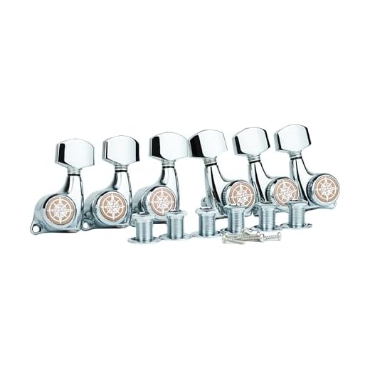 Guyker 6Pcs Guitar Locking Tuners (3L + 3R Handed) - 1:21 Ratio Lock String Tuning Key Pegs Machine Heads with Hexagonal Handle Replacement for LP SG Style Electric, Folk or Acoustic Guitars - Chrome
