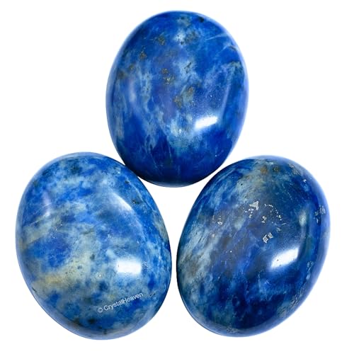 Image of Certified Sodalite Crystal Palm Pebbles Stones for Anxiety Stress Relief Massage - AAA Grade Original Healing Gemstone Agate Palm Stone for Yoga Meditation Spiritual Reiki Feng Shui