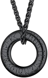 FaithHeart Viking Necklace for Men, Norse Runes Circle/Bar/Cross Pendant Talisman Amulet Jewelry Stainless Steel Chain Leather Necklaces, With Gift Packaging