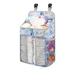 Accmor Hanging Baby Diaper Caddy Organizer, Diaper Stacker, Baby Crib Hanging Classified Storage Bag Organizer for Changing Table, Crib, Playard or Wall & Nursery Organization, White