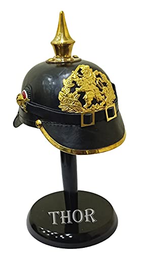 Prussian Black Leather PICKELHAUBE German Officer Helmet for LARP, Cosplay, Renaissance Fairs, Halloween, Historical Reenactment