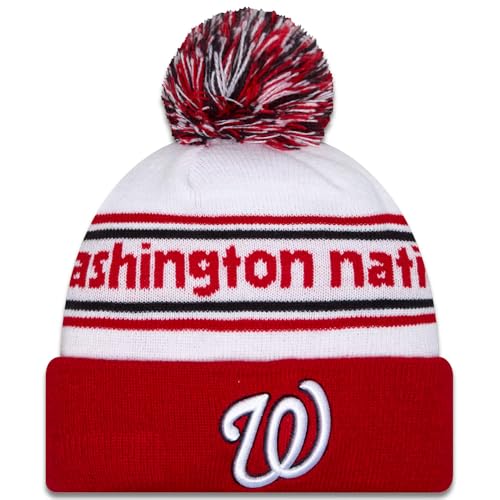 Bonnet MLB New Era tricoté à bandes colorées et pompon rétro
