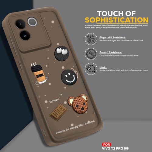 Image of AESTMO Back Case Cover for Vivo T2 Pro 5G / iQOO Z7 Pro 5G | Coffee Silicone Case | Full Body Protection | Camera Protection Back Cover for Vivo T2 Pro 5G / iQOO Z7 Pro 5G (Brown)