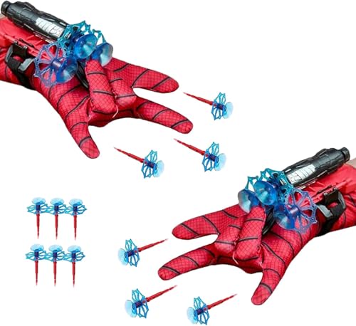 2 conjuntos de luvas de lançador, luvas Spiderm para crianças, lançam teias de aranha Spiderm Launcher Glove, luva herói lançador de heróis, luvas de plástico cosplay para crianças