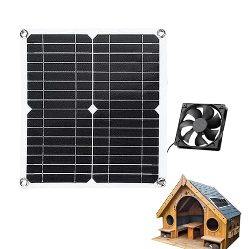 Extractor solar - ventilador solar impermeable, Kit de ventilación para casetas de mascotas de 12 W | Extractores solares para gallineros, ventiladores de alta velocidad para gallineros, casetas para