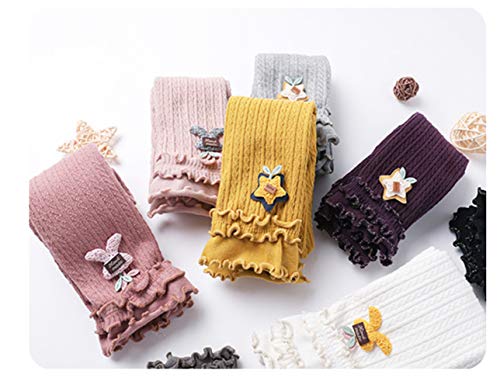 Sywwlov Baby Girls Leggings Pantyhose Ruffle Footless Tights Toddler Cable Knit Cotton Stockings 5 Pack4