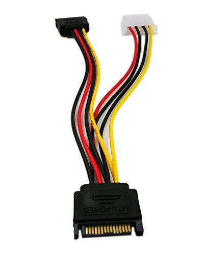 Zdycgtime 6-Inch 15Pin Sata Male To Molex 4 Pin+15Pin Sata Power Cablefor Ide To Serial Ata Sata Hard Drive Power Cable Adapter #TOP1