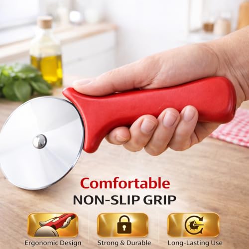 Image of Pizza Cutter Wheel Stainless Steel Pizza & Pastry Cutter with Ergonomic Handle for Kitchen Use - (Pack of - 1)