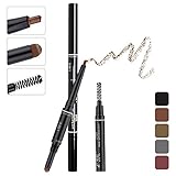 TC Joy 3 in 1 Automatic Eyebrow Pencil with Eyebrow Brush and Powder Natural Long-lasting Waterproof Light Coffee-#2