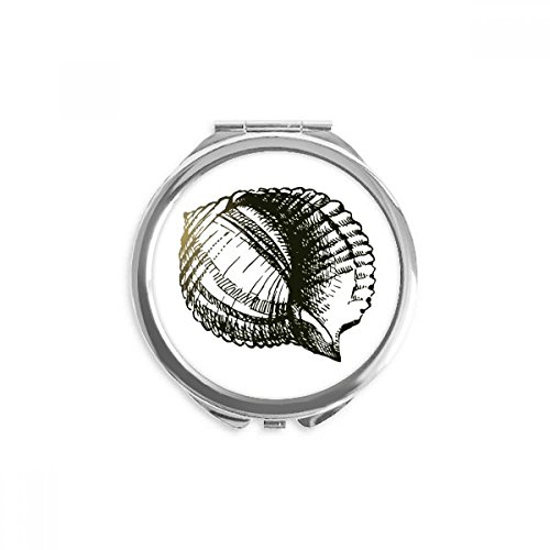 Miroir rond de poche faune marine pétoncle noir pour retouches maquillage en voyage