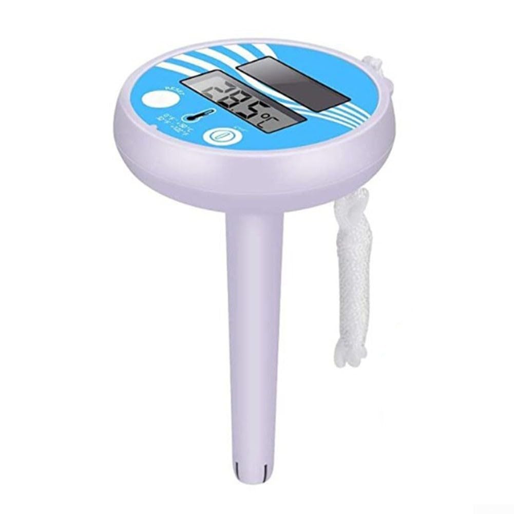Termómetro de piscina flotante alimentado por energía solar con pantalla digital grande, medidor electrónico impermeable de temperatura para piscinas, acuarios y estanques de peces