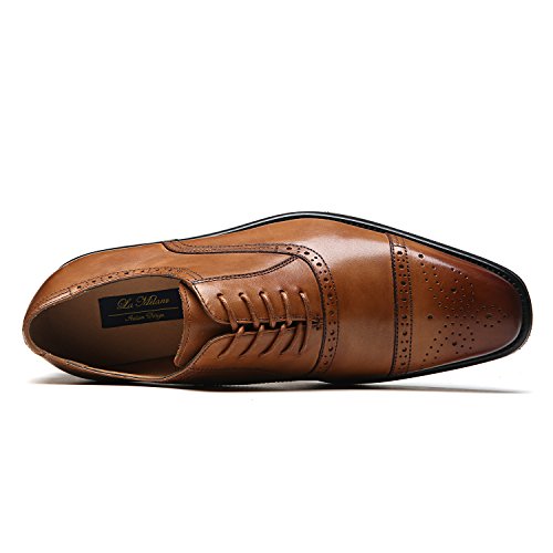 Image of Men's Cap Toe Lace up Oxford Dress Shoes Posh-1-tan