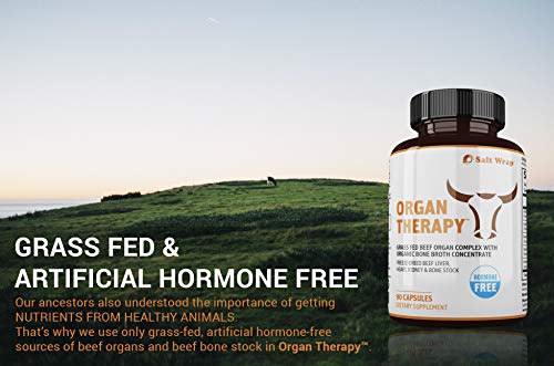 SaltWrap Organ Therapy - Grass Fed Beef Organ Meat Complex Supplement with Organic Bone Broth Concentrate (Beef Liver, Heart, Kidney and Bone Broth Capsules with BioPerine) Desiccated, 90 Capsules - Image 3
