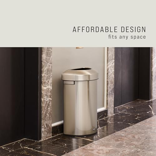 Image of Rubbermaid Commercial Products Refine Decorative Container, 16 Gallon, Half Round Stainless Steel Trash Can, Indoor for Hotel Lobbies /Conference Rooms /Airports