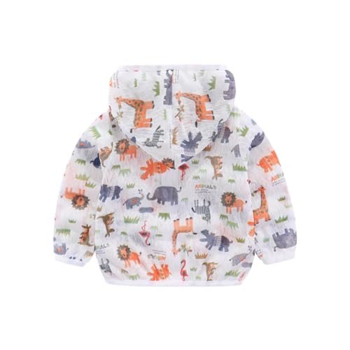 Mud Kingdom Jacket Kids For Toddler Boys Long Sleeve Hodded Zip Up Lightweight Ultra-Thin Breathable Cartoon Print Summer Outerwear Animals 4T thumb #1