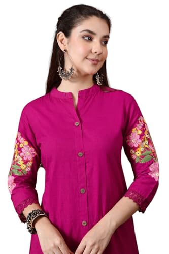 Image of Truvon Fashions Stylish Women's Co-Ord Kurta with Pant Set Cotton Floral Kurti for Women