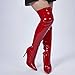 Elisabet Tang Thigh High Boots Over the Knee Boots for Women,Sexy 4.3 inch Stilettos High Heels Boots Stretch Suede Long Pointed Toe Shoes Red Patent Suede Size 7