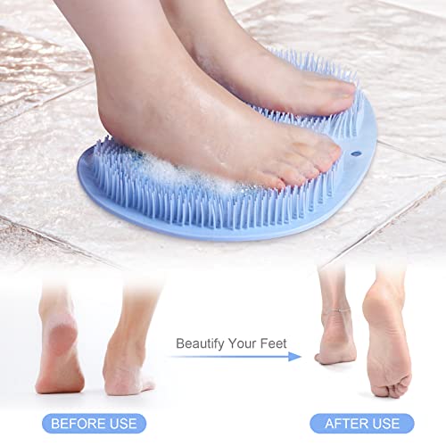 ACWOO Fußbürste Große, Fußwäscher Fuss Wäscher Bath Massage Pad mit Rutschfesten Saugnäpfen, Fußbad Fußmassagegerät Dusche Fußwaschmatte Foot massager für Pediküre, Fußpflege Entspannung(Blau) 4