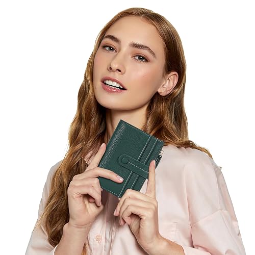 Slim Wallet for Women,RFID Blocking Bifold Wallet Women Small-Vegan Leather Small Credit Card Holder For Women green2