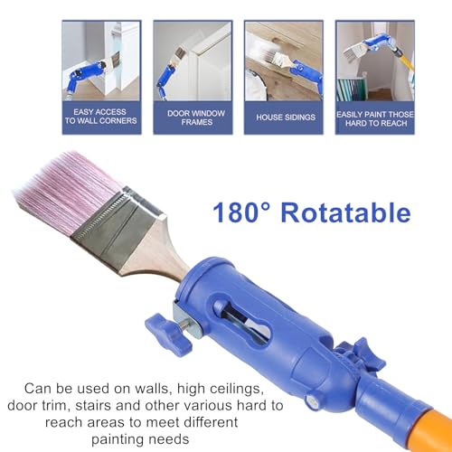 Pinselverlängerung, Edelstahl-Kunststoff, um 180 Grad Drehbar, Langer Pinsel-Verlängerungsgriff, Farbroller-Pinsel-Verlängerungsstange für das Malen von Eckkanten