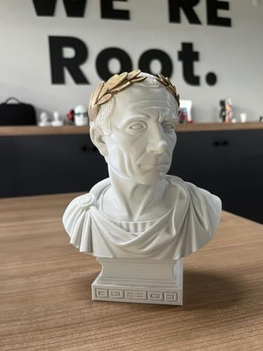 Busto de Julio César blanco decorativo con laureles dorados miniatura 3