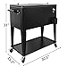 Rolling Cooler Cart Ice Chest for Outdoor Patio Deck Party Portable Bar Cold Drink Beverage Carts, Backyard Cooler Trolley on Wheels with Shelf, 80 Quart Cooling Bins, Bottle Opener, Black