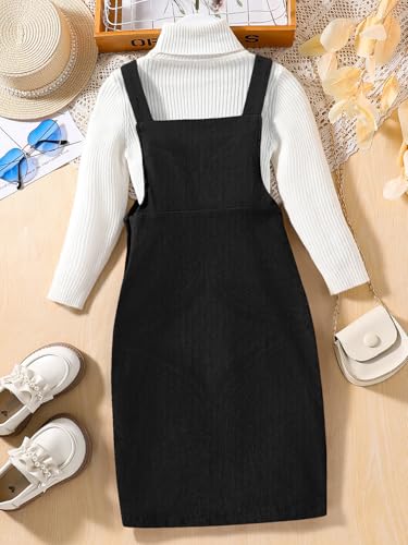 Floerns Girl's Corduroy Sleeveless Button Pinafore Dress Bib Suspender Dress Without Tops2