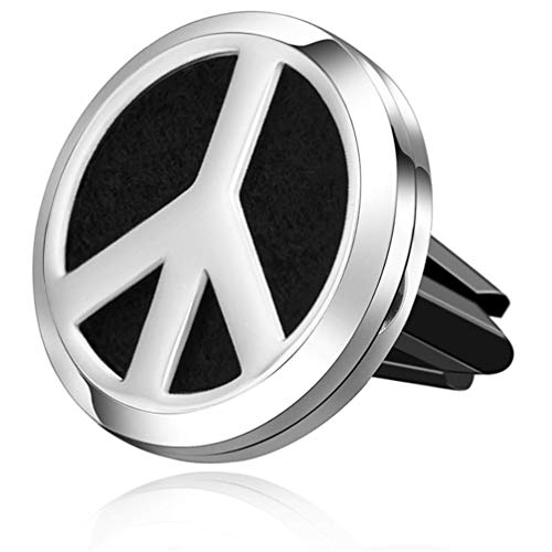 Wild Essentials Peace Sign Essential Oil Car Vent Diffuser, Stainless
