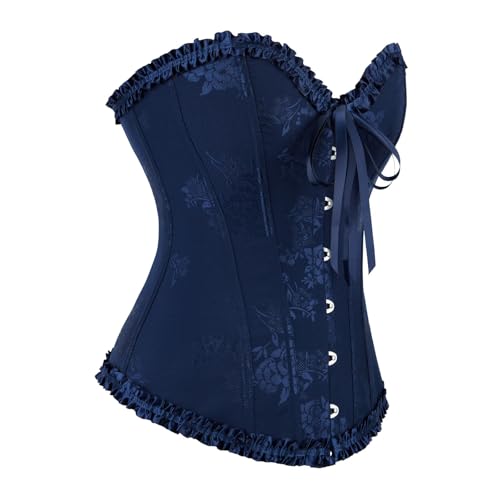 Black Gothic Overbust Corset for Women Plus Size Renaissance Costumes