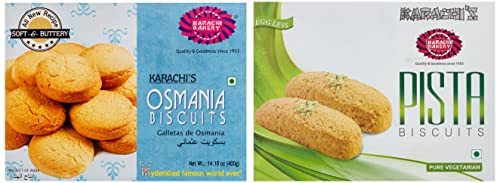 Image of Karachi Bakery Osmania Biscuits, 400g & Karachi Bakery Biscuits - Green Pista, 400g