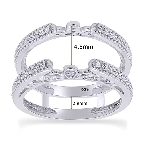 SAVEARTH DIAMONDS 1/3 ct. t.w Round Cut Lab Created Moissanite Diamond Millgrain Cathedral Enhancer Guard Ring In 14K Gold Over Sterling Silver Jewelry (G-H Color, 0.33 Cttw)3