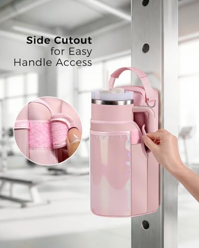 Magnetic Gym Bag for Women - Water Bottle Holder Bag Carrier with 4 Built-in Magnets, Touchscreen Phone Pocket, Shoulder Strap Fits 40oz Tumbler - Gym Workout Accessories Essentials Gifts for Women - 3
