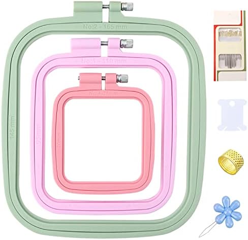 MUFEKUM Square Embroidery Hoops, Cross Stitch Hoop and ABS Plastic Embroidery Hoops for Sewing, Needlework, Cross Stitch, Embroidery Projects (3PCS-3", 4.3", 6.5")