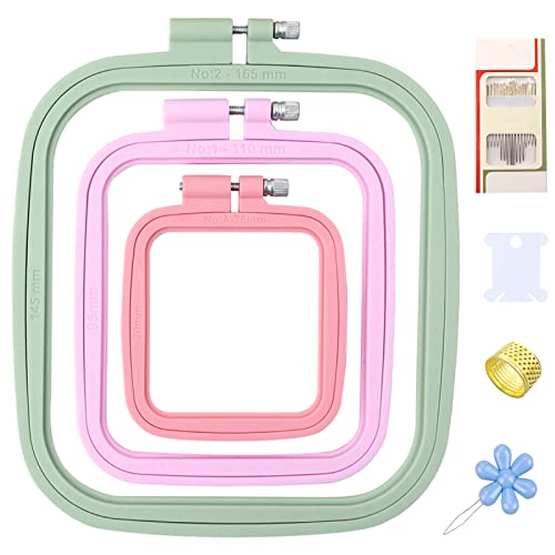 Mufekum Square Embroidery Hoops, Cross Stitch Hoop And Abs Plastic Embroidery Hoops For Sewing, Needlework, Cross Stitch, Embroidery Projects (3Pcs-3", 4.3", 6.5") #TOP1