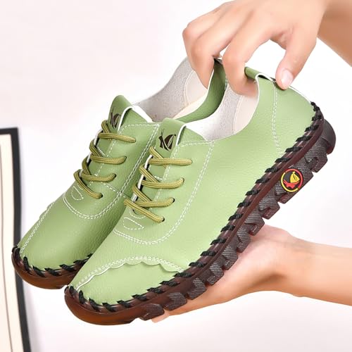 Image of Women's Tendon Soft Sole Casual Orthopedic Shoes Fashion HandSewing Leather Non-Slip Flat Loafers Low-top Outdoor Comfy Breathable Walk Mam Nurse Shoes